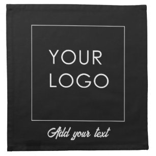 Simple Company Business Logo Branded Script Black Cloth Napkin