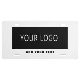 Simple Company Business Logo Branded White License Plate