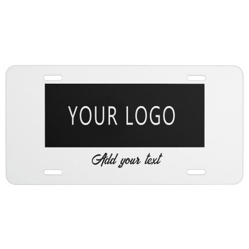 Simple Company Business Logo Branded White Script  License Plate