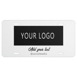Simple Company Business Logo Branded White Script License Plate