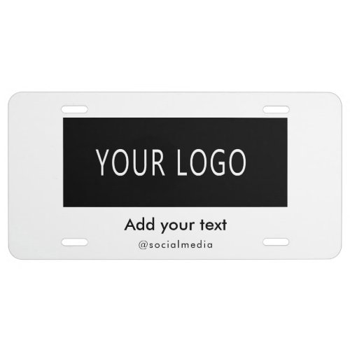 Simple Company Business Logo Branded White Script  License Plate