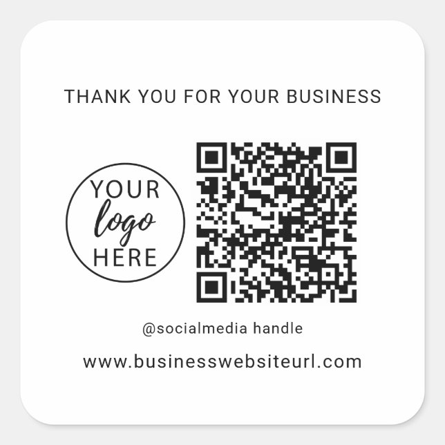 Simple Company Logo and QR Code  Square Sticker (Front)