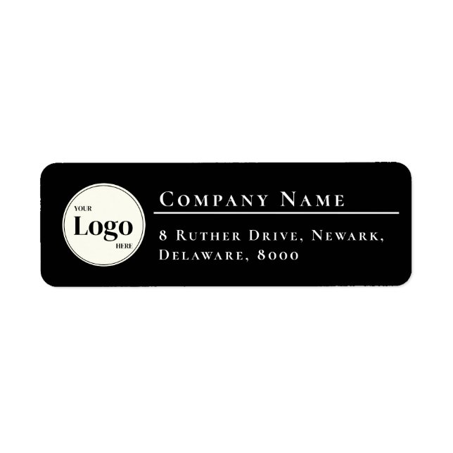 Simple Company Logo Black Return Address Label (Front)