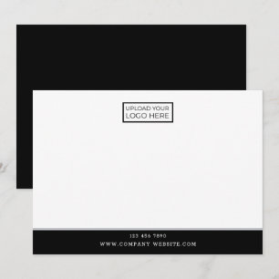 Simple Company Logo Business Contact Black Branded Note Card