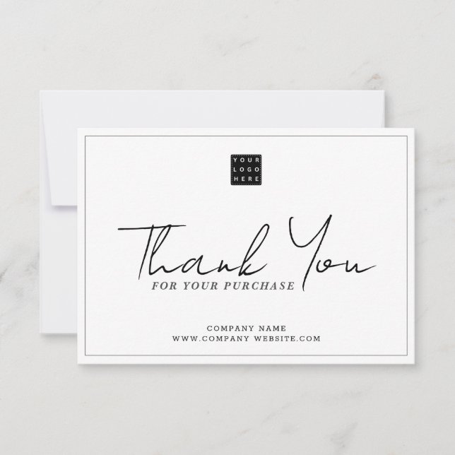 Simple Company Logo Discount Code Thank You Note Card (Front)