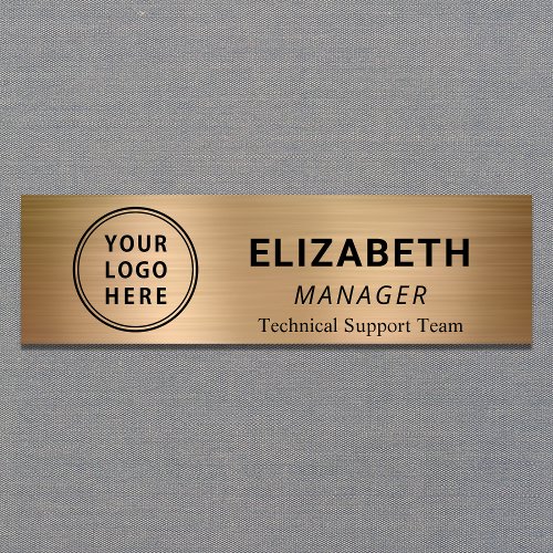 Simple Company Logo Gold Name Tag