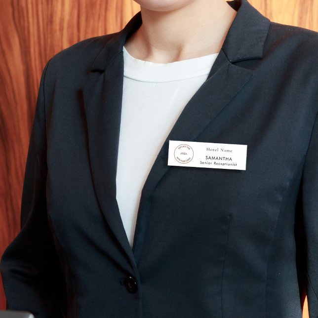 Simple Company Logo Hotel Job Title Any Color Name Tag (Creator Uploaded)