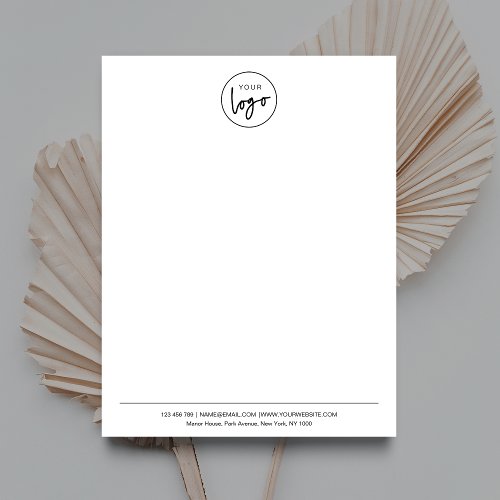 Simple Company Logo Minimal Black  White Business Letterhead