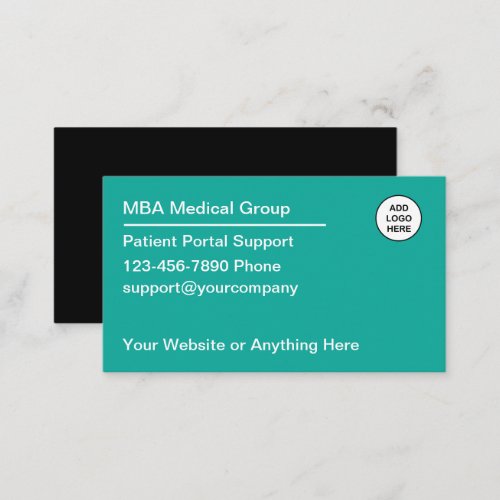 Simple Company Logo Patient Portal Support Business Card