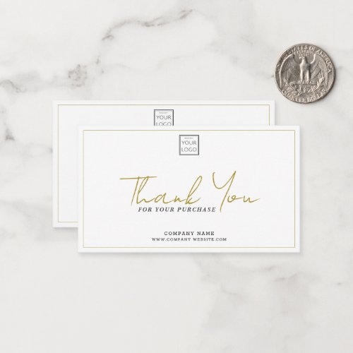 Simple Company Logo Promo Code Gold Thank You   Note Card