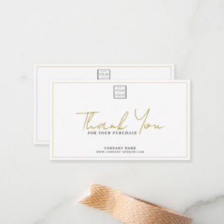 Simple Company Logo Promo Code Gold Thank You   Note Card