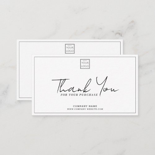 Simple Company Logo Promo Code Thank You Note Card