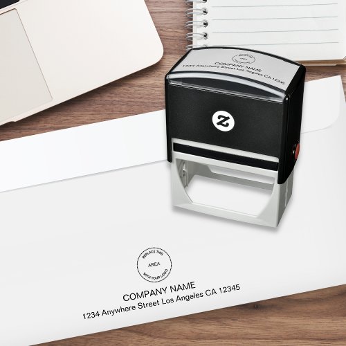 Simple Company Logo Return Name Address Centered S Self_inking Stamp