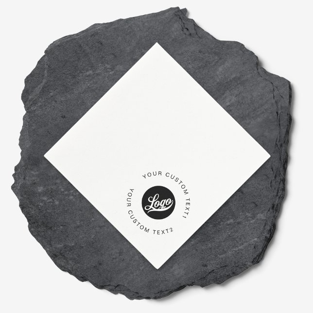 Simple Company logo & Round text Corner Business Napkins (Creator Uploaded)