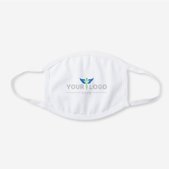 Simple Company Logo White Premium White Cotton Face Mask
