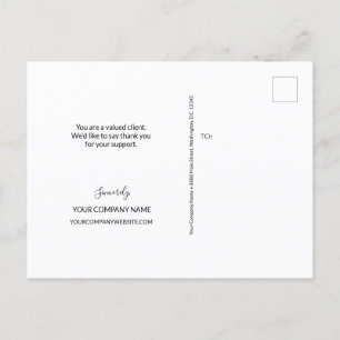 Simple Company Name blue and white Script Postcard