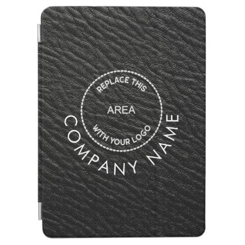 Simple Company Name Logo Black Faux Leather Effect iPad Air Cover