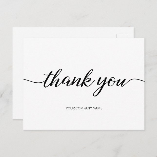 Simple Company Name Thank you Script Postcard (Front/Back)