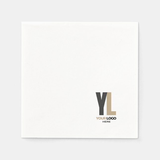 Simple Company vertical logo Business Brand Corner Napkins (Front)