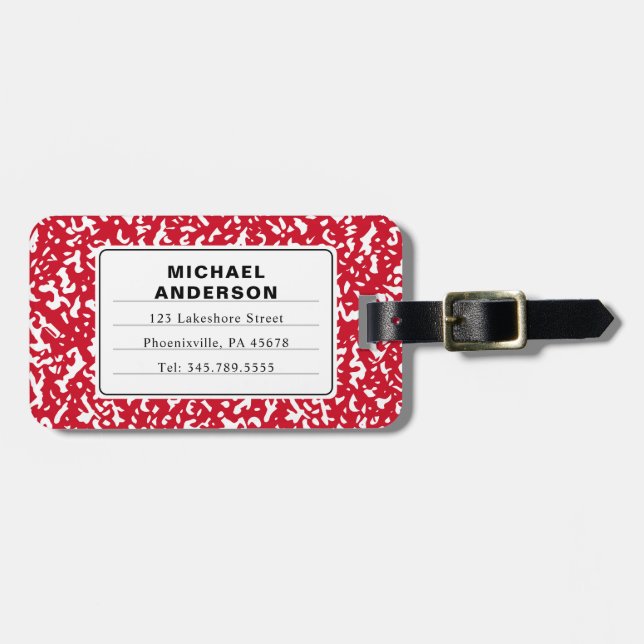  Simple Composition Red And White Notebook Luggage Tag (Front Horizontal)