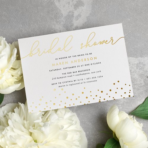 Simple Confetti Bridal Shower Foil Invitation