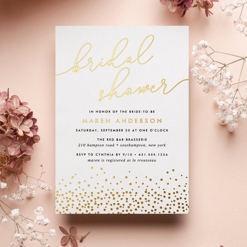 Simple Confetti Bridal Shower Foil Invitation