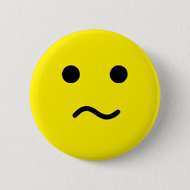 Simple Confused Meh Yellow Face Pinback Button (Front)