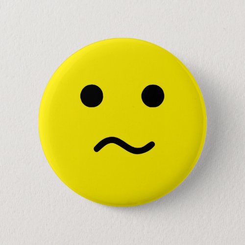 Simple Confused Meh Yellow Face Pinback Button