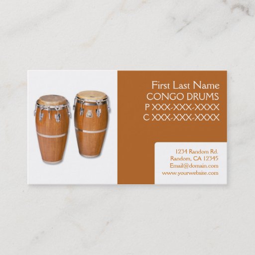 Customizable Simple congo drums music business cards