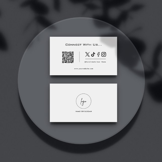 Simple Connect With Us Social Media QR Code Logo  Business Card (Creator Uploaded)