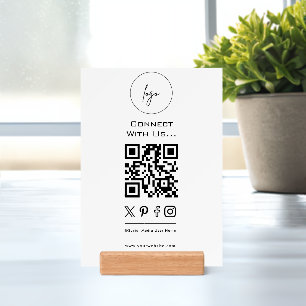 Simple Connect With us Social Media QR Code White Holder
