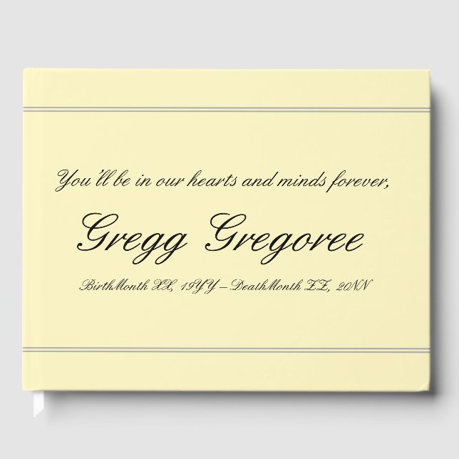 Simple & Conservative Funeral Guestbook (Front)
