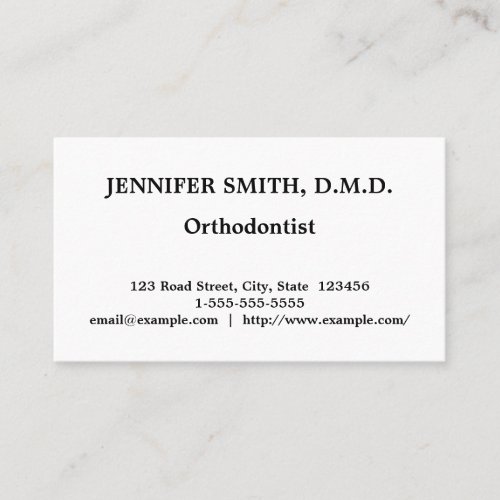 Simple Conservative Orthodontist Business Card