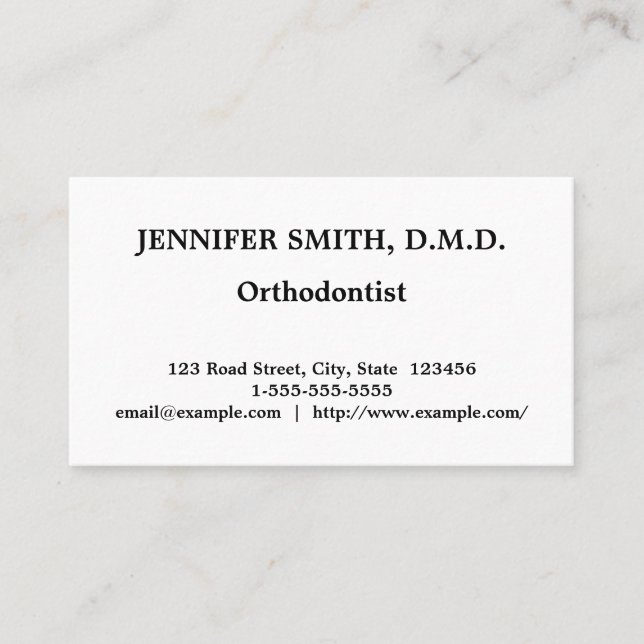 Simple, Conservative Orthodontist Business Card (Front)