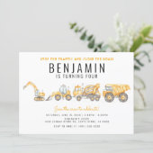Simple Construction Birthday Dump Truck Party Invitation (Standing Front)