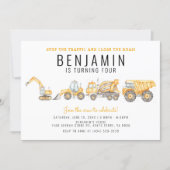 Simple Construction Birthday Dump Truck Party Invitation (Front)
