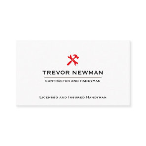 Simple Construction Handyman Carpenter RED Tools  Business Card