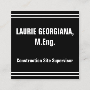 Simple Construction Site Supervisor Professional Square Business Card