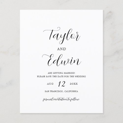 Simple Contemporary Budget Wedding Save The Date
