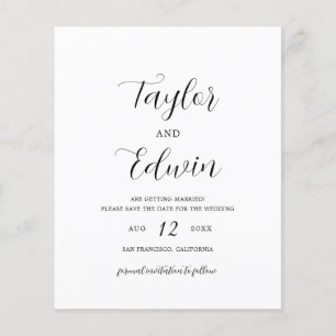 Simple Contemporary Budget Wedding Save The Date Flyer