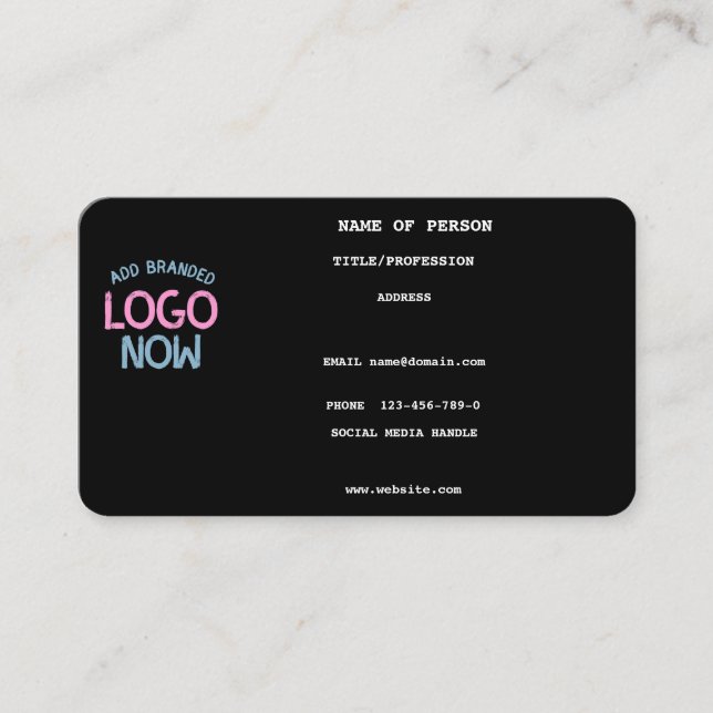 SIMPLE CONTEMPORARY CLEAN BLACK FASHIONABLE CLIENT BUSINESS CARD (Front)