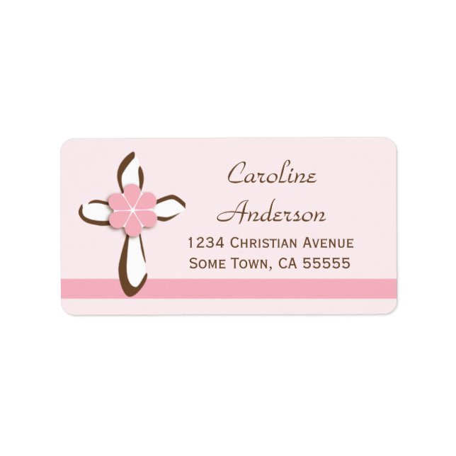 Simple Contemporary Cross with Pink Address Label2 Label (Front)