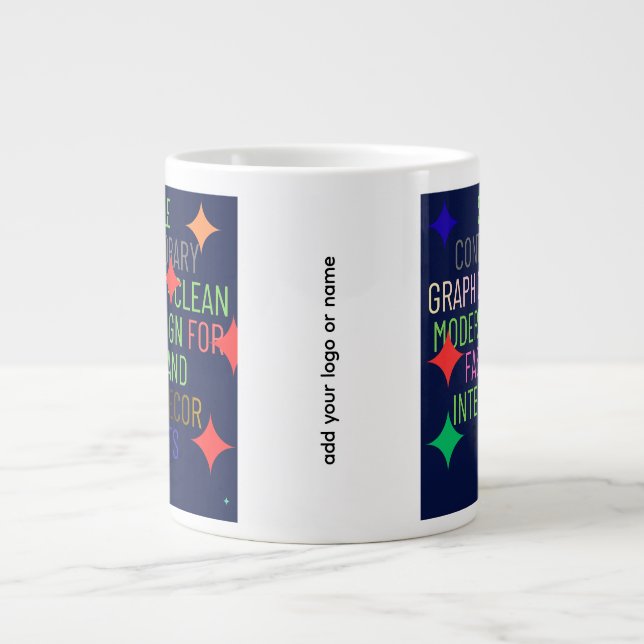 Simple Contemporary Graphic Giant Coffee Mug (Front)