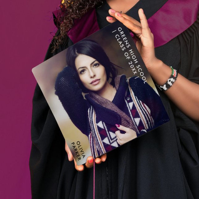 Simple Contemporary Modern Graduation Class Photo Graduation Cap Topper (Creator Uploaded)