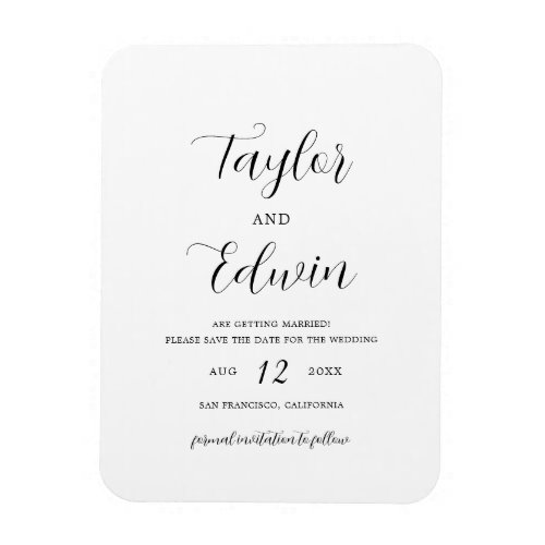Simple Contemporary Modern Wedding Save The Date Magnet