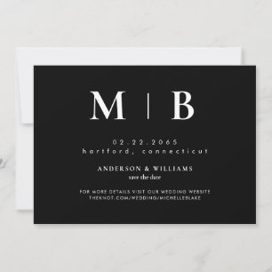 Simple Contemporary Monogram Black Save The Date