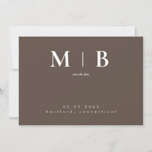 Simple Contemporary Monogram Brown Save the Date