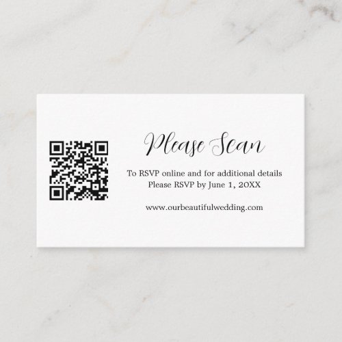Simple Contemporary RSVP Modern QR Code Wedding Enclosure Card