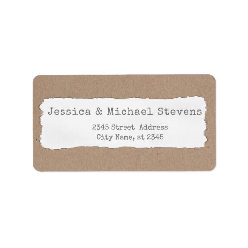 Simple contemporary torn paper cardboard label