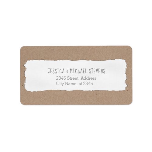 Simple contemporary torn paper cardboard label